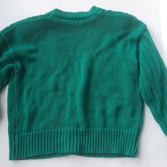 Patsy's Place vintage 80s green cardigan sweater with shoulder pads size L - Picture 2 of 2